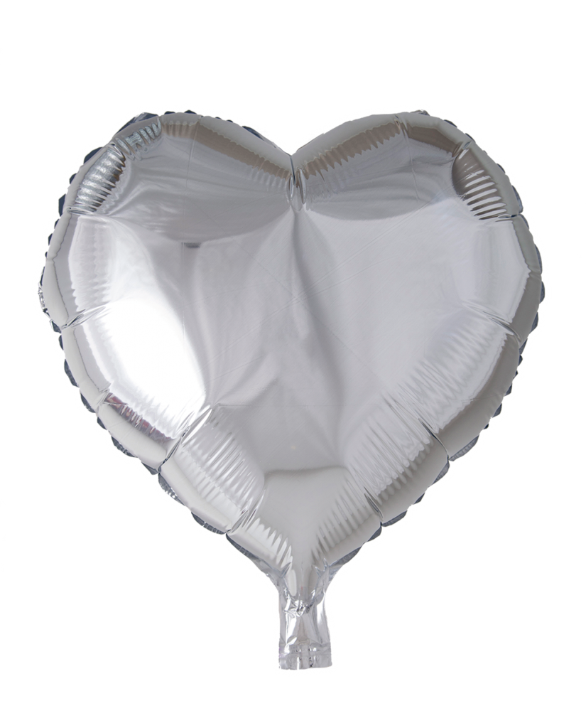 Folieballong, hjärta, silver, 46 cm