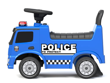 Kävelevä auto Mercedes poliisiauto sininen