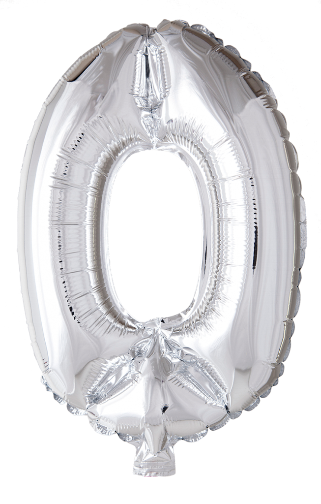 Folio Balloon numerot 0-9 hopeaa 102 cm