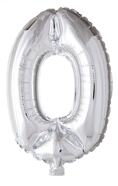 Folio Balloon numerot 0-9 hopeaa 102 cm