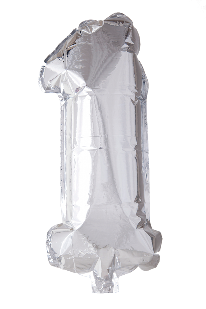 Folio Balloon numerot 0-9 hopeaa 102 cm