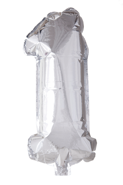 Folio Balloon numerot 0-9 hopeaa 41 cm