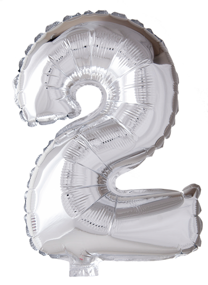 Folio Balloon numerot 0-9 hopeaa 41 cm