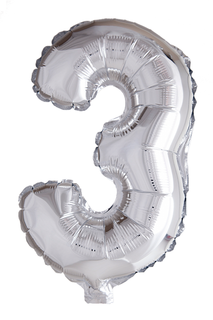 Folio Balloon numerot 0-9 hopeaa 102 cm