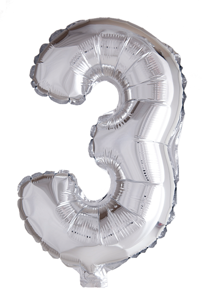Folio Balloon numerot 0-9 hopeaa 41 cm