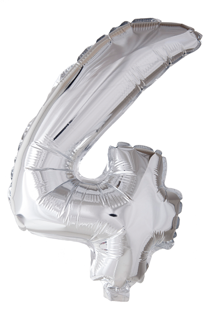 Folio Balloon numerot 0-9 hopeaa 41 cm