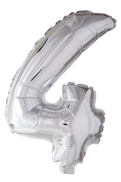 Folio Balloon numerot 0-9 hopeaa 41 cm