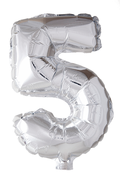 Folio Balloon numerot 0-9 hopeaa 41 cm