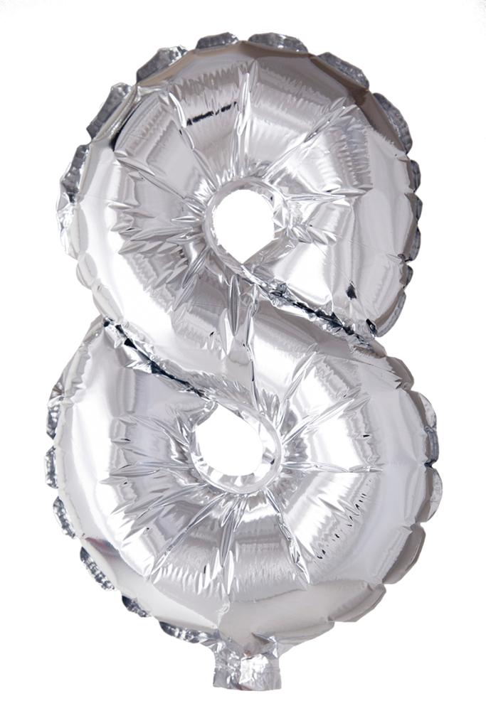 Folio Balloon numerot 0-9 hopeaa 102 cm