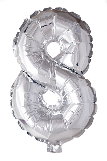 Folio Balloon numerot 0-9 hopeaa 102 cm
