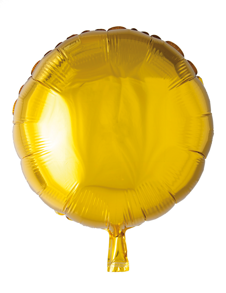 Folieballong, rund, guld, 46 cm