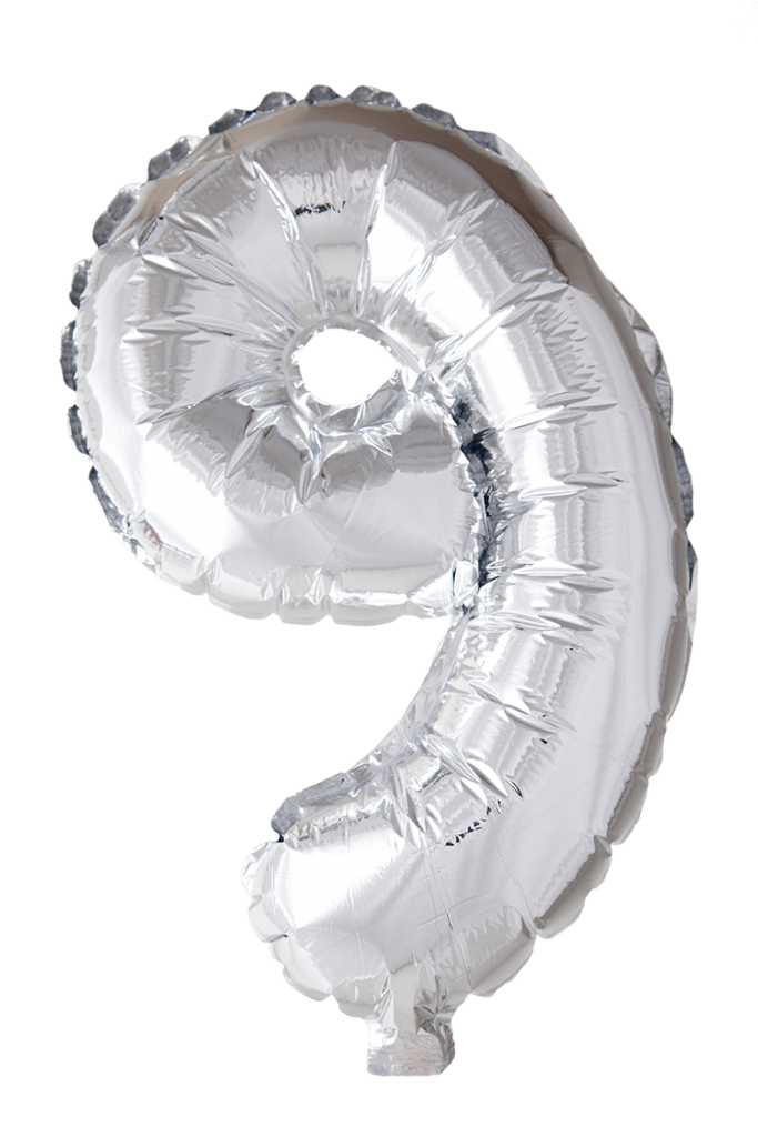 Folieballong siffror 0-9 i silver 41 cm