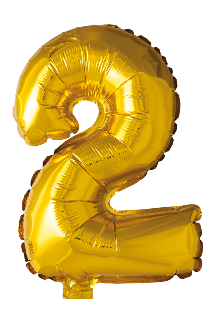 Folieballong siffror 2 i guld 102 cm