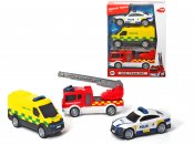 Ruotsin SOS joukkue ambulanssi, paloauto ja poliisiauto