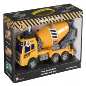 Kuorma-auto sementtisekoittimella, äänellä ja valolla