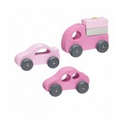 Lapset konsepti, 3-pack puinen autoja, vaaleanpunainen