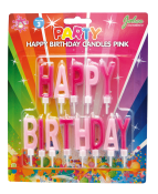 Vaaleanpunainen syntymäpäivä kynttilöitä tekstiä ONNEA, 13 kpl