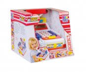 Kassakone minilaskimella, skannerilla, mikrofonilla ja äänellä