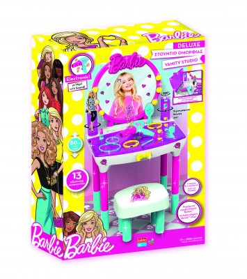 Barbie, pukeutumispöytä jakkara ja 12 kpl lisävarusteet