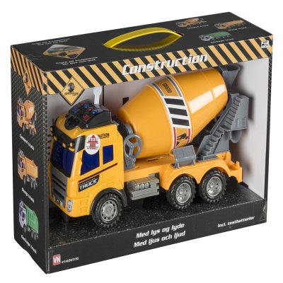 Kuorma-auto sementtisekoittimella, äänellä ja valolla