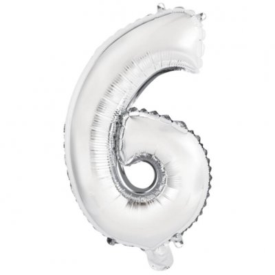 Foliopallon numerot 6 hopeaa 75cm