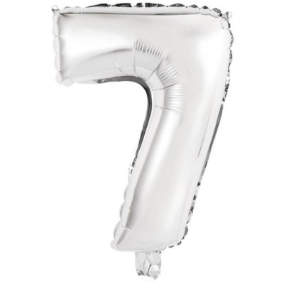 Foliopallon numerot 7 hopeaa 75cm
