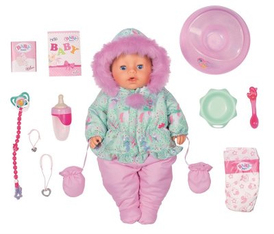 Baby Born Exclusive Winter Edition -tyttö Siniset silmät Pehmeä kosketus, 43 cm nukke