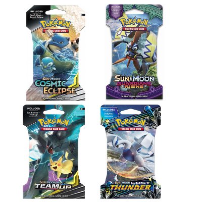 Pokemon 4 kpl Aurinko ja kuu Booster Läpipainopakkaus keräilykortit