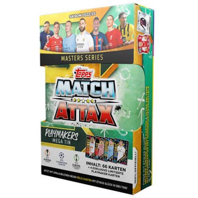 Jalkapallokortit Mega Tin Uefa Champions League Europa League Conference League 2022/23 Limited Edition Playmakers keräilykortit