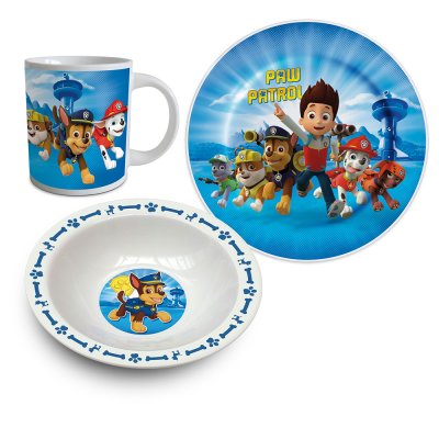 Paw Patrol jengi, Aamiaissetti posliini, lautanen, kulho ja muki