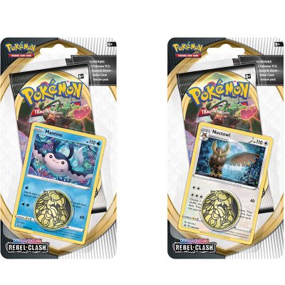 Pokemon, Sword & Shield 2: Rebel Clash, Check Lane kuplapakkaus Noctowl ja Mantine keräilykortteja