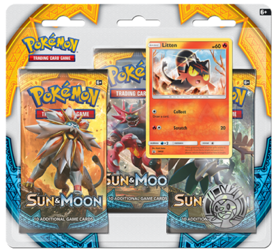 Pokémon Sun & Moon Triple blister Litten -keräilykortit 30 kpl