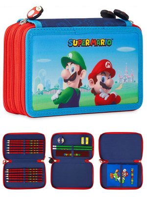 Super Mario & Luigi Kolminkertainen kynäkotelo lisävarusteineen