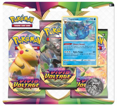 Pokémon Sword & Shield Vivid Voltage Trippelblister Vaporeon 30 kpl keräilykortti